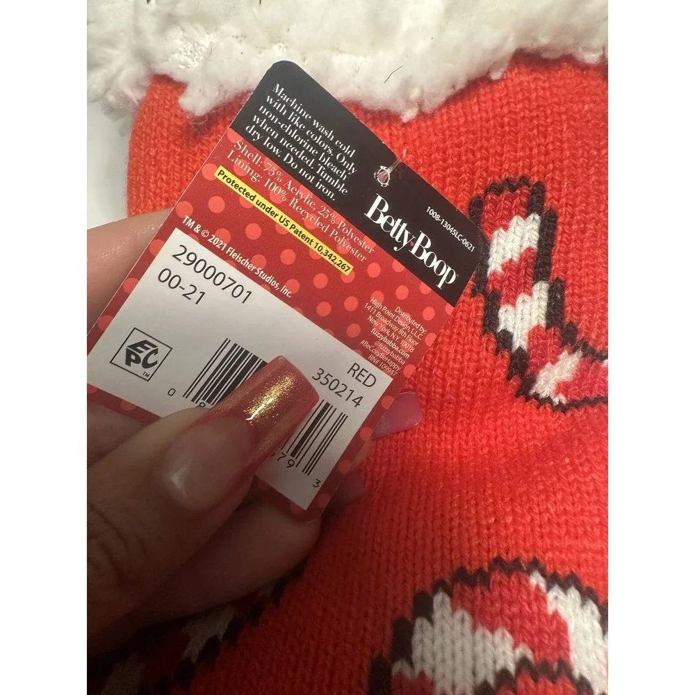 1 pair betty‎ boop slipper socks grippers size 4-10